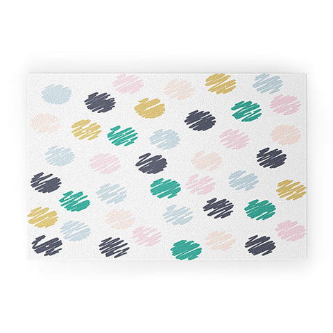 Vy La Polka Dot Scribbles Pastels Welcome Mat