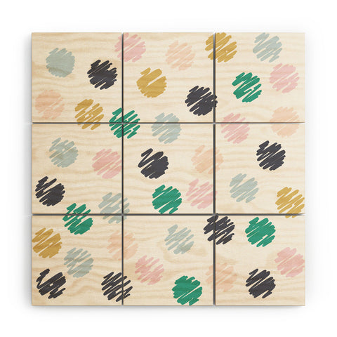 Vy La Polka Dot Scribbles Pastels Wood Wall Mural