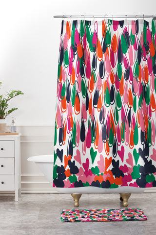Vy La Raining Love Shower Curtain And Mat
