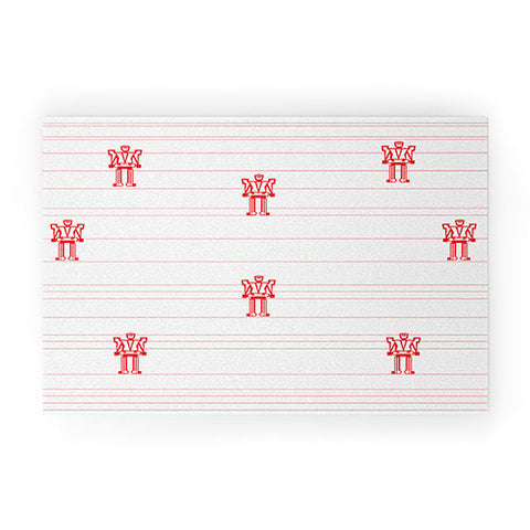 Vy La Robots And Stripes Welcome Mat