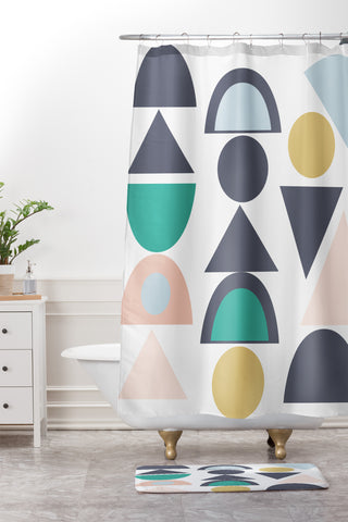 Vy La See The Shapes Pastels Shower Curtain And Mat