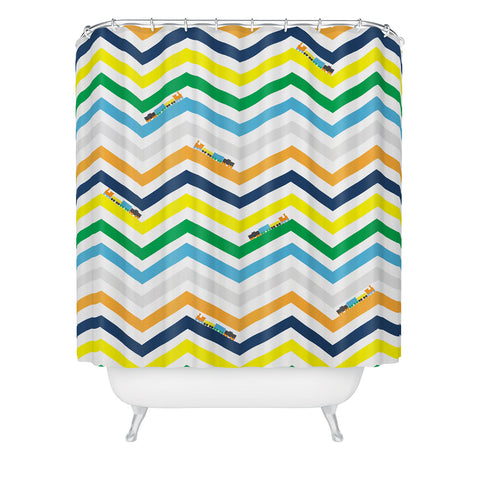 Vy La Train Chevron Shower Curtain