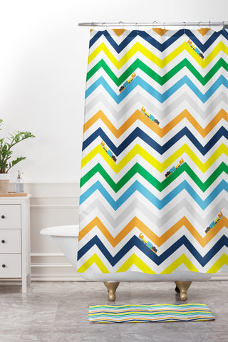 Vy La Train Chevron Shower Curtain And Mat