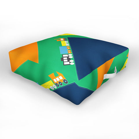 Vy La Train Orange Outdoor Floor Cushion