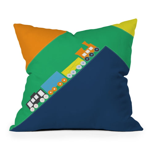 Vy La Train Orange Throw Pillow