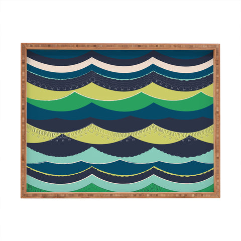 Vy La Unwavering Love Blue Green Rectangular Tray