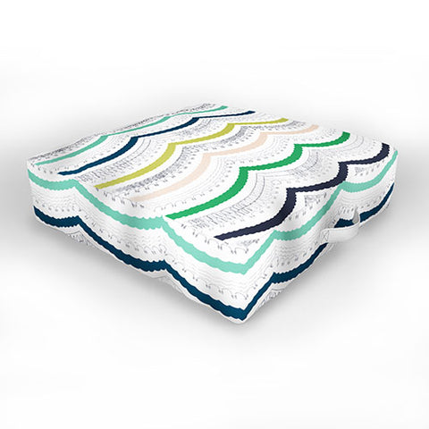 Vy La Unwavering Love Blue White Outdoor Floor Cushion