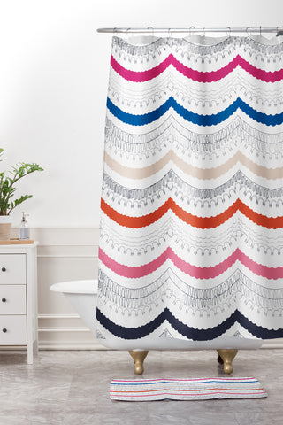 Vy La Unwavering Love Pink White Shower Curtain And Mat