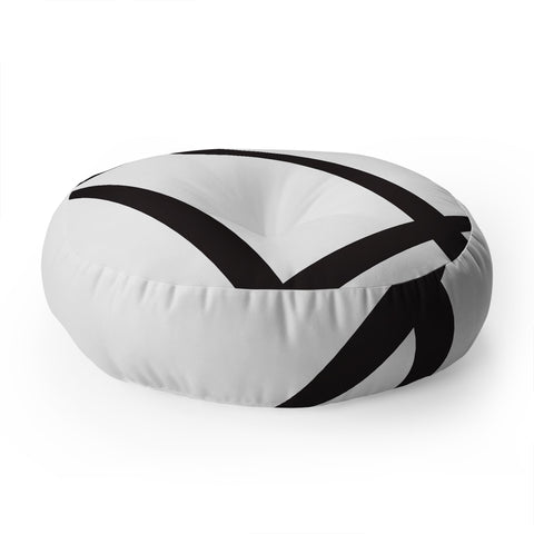 Vy La White and Black Lines Floor Pillow Round