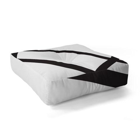Vy La White and Black Lines Floor Pillow Square