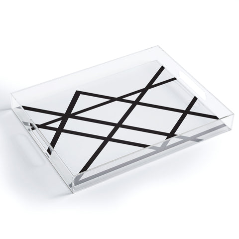 Vy La White and Black Lines Acrylic Tray