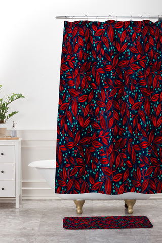Wagner Campelo Berries And Leaves 1 Shower Curtain And Mat