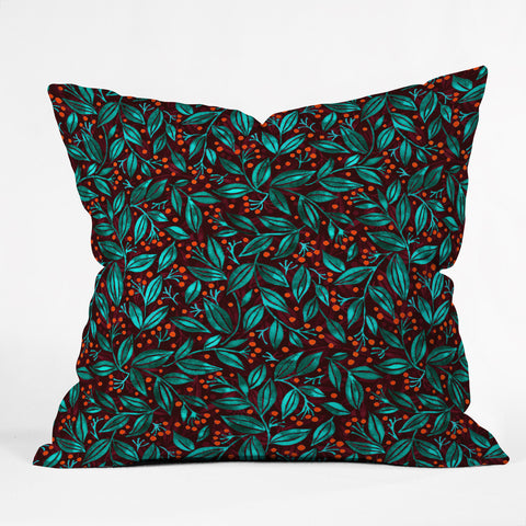 Wagner Campelo Berries And Leaves 4 Outdoor Throw Pillow