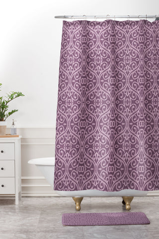 Wagner Campelo BOHO VOLUTES LAVANDER Shower Curtain And Mat