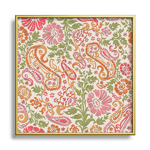 Wagner Campelo Floral Cashmere 2 Metal Square Framed Art Print