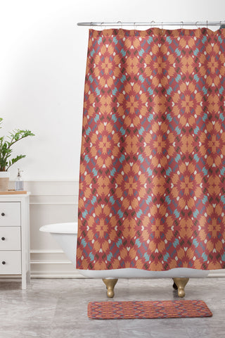 Wagner Campelo FREE NOMADIC REDDISH Shower Curtain And Mat