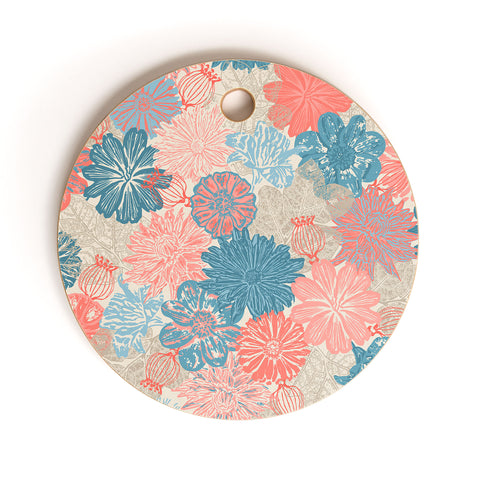 Wagner Campelo GARDEN BLOSSOMS BEIGE Cutting Board Round