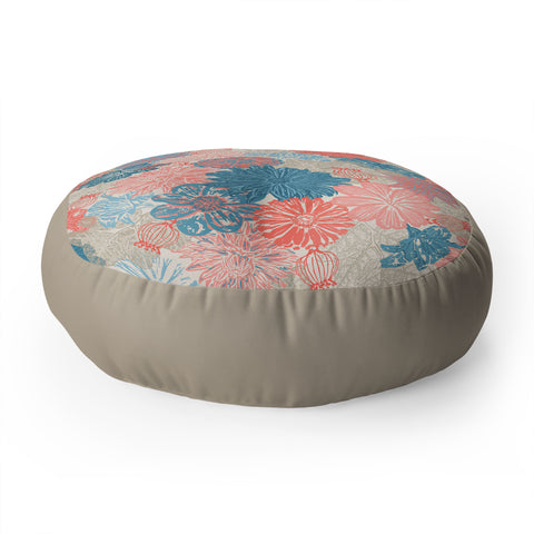 Wagner Campelo GARDEN BLOSSOMS BEIGE Floor Pillow Round