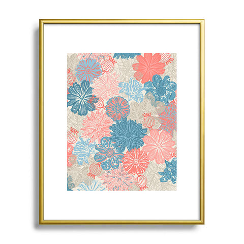 Wagner Campelo GARDEN BLOSSOMS BEIGE Metal Framed Art Print