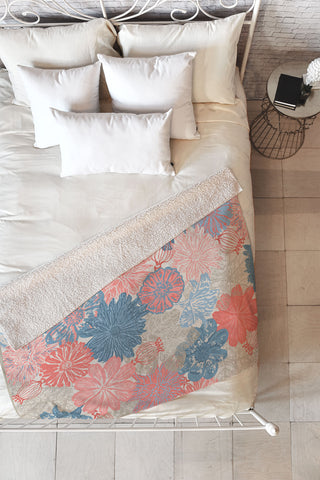 Wagner Campelo GARDEN BLOSSOMS BEIGE Fleece Throw Blanket