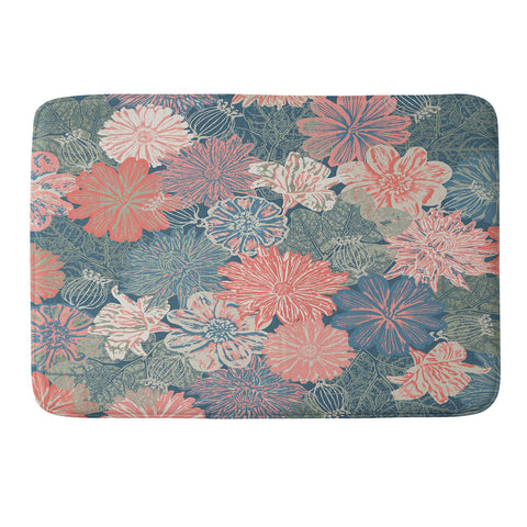 Wagner Campelo GARDEN BLOSSOMS BLUE Memory Foam Bath Mat