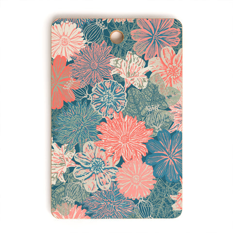 Wagner Campelo GARDEN BLOSSOMS BLUE Cutting Board Rectangle