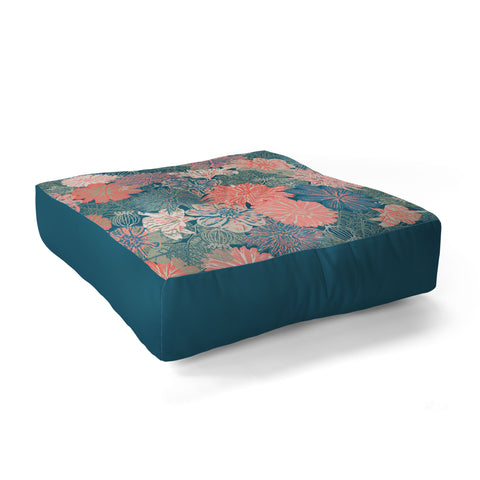 Wagner Campelo GARDEN BLOSSOMS BLUE Floor Pillow Square