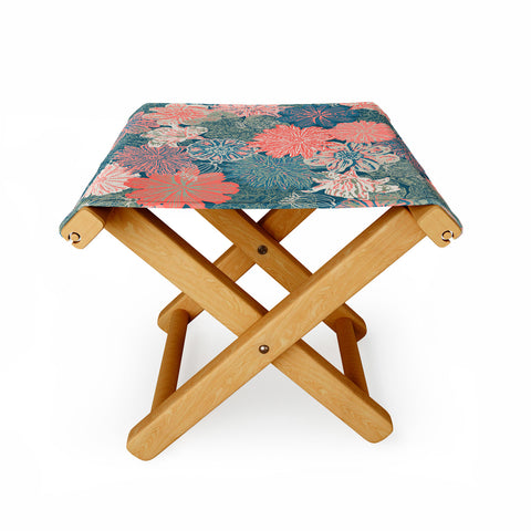 Wagner Campelo GARDEN BLOSSOMS BLUE Folding Stool