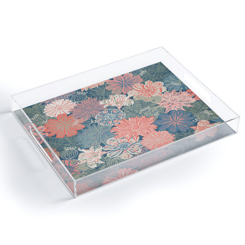 Wagner Campelo GARDEN BLOSSOMS BLUE Acrylic Tray