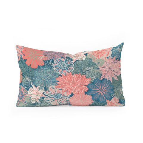 Wagner Campelo GARDEN BLOSSOMS BLUE Oblong Throw Pillow