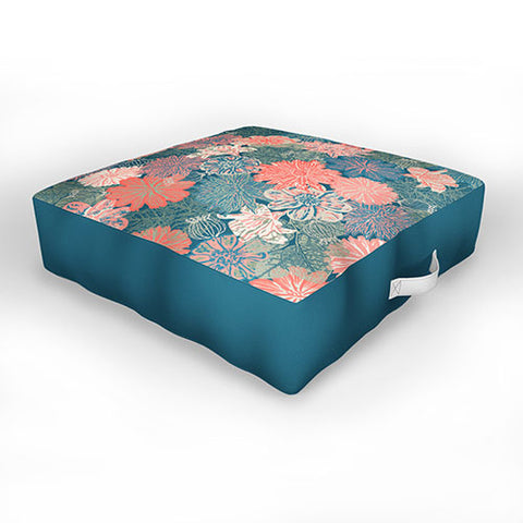 Wagner Campelo GARDEN BLOSSOMS BLUE Outdoor Floor Cushion