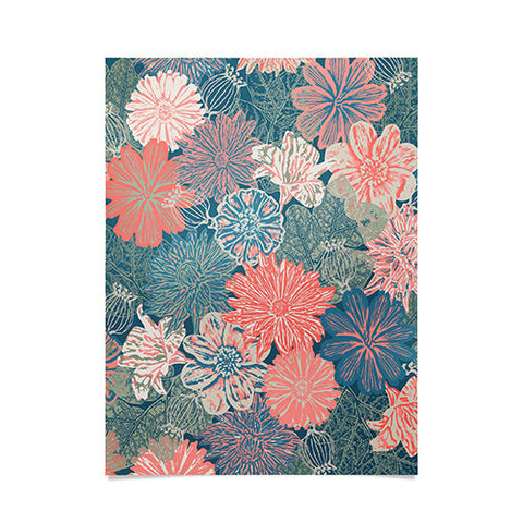 Wagner Campelo GARDEN BLOSSOMS BLUE Poster