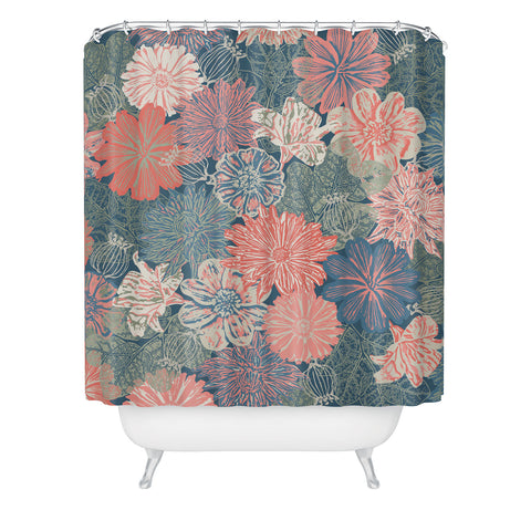 Wagner Campelo GARDEN BLOSSOMS BLUE Shower Curtain