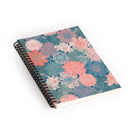 Wagner Campelo GARDEN BLOSSOMS BLUE Spiral Notebook