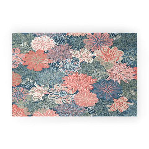 Wagner Campelo GARDEN BLOSSOMS BLUE Welcome Mat