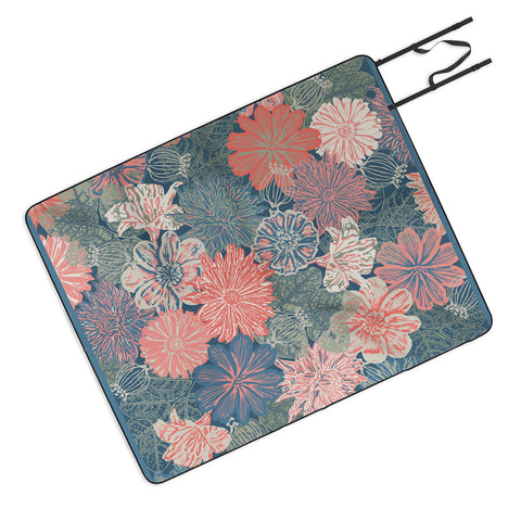 Wagner Campelo GARDEN BLOSSOMS BLUE Picnic Blanket