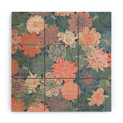 Wagner Campelo GARDEN BLOSSOMS BLUE Wood Wall Mural