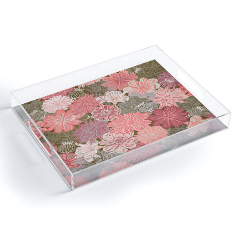 Wagner Campelo GARDEN BLOSSOMS BROWN Acrylic Tray