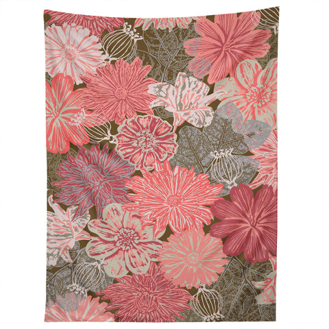 Wagner Campelo GARDEN BLOSSOMS BROWN Tapestry