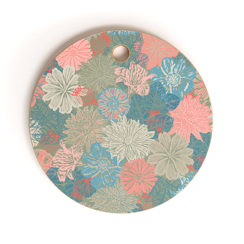 Wagner Campelo GARDEN BLOSSOMS GREEN Cutting Board Round