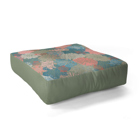 Wagner Campelo GARDEN BLOSSOMS GREEN Floor Pillow Square