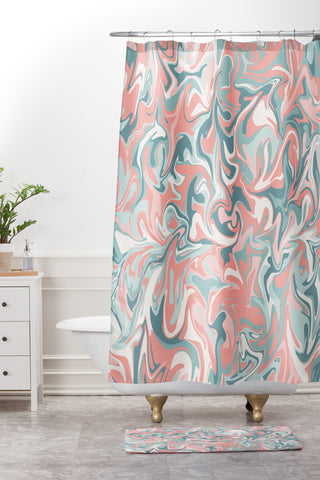 Wagner Campelo MARBLE WAVES DESERT Shower Curtain And Mat