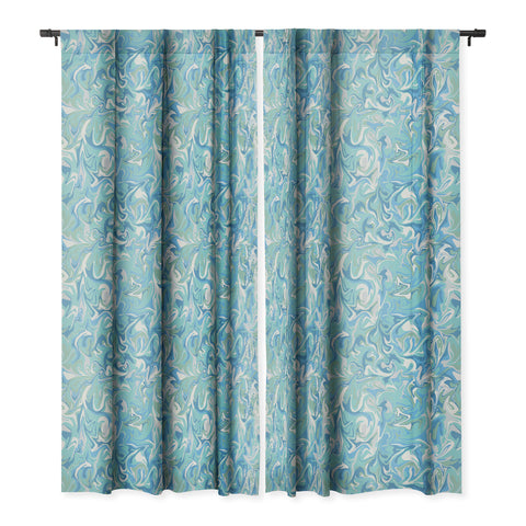 Wagner Campelo MARBLE WAVES SERENITY Blackout Window Curtain