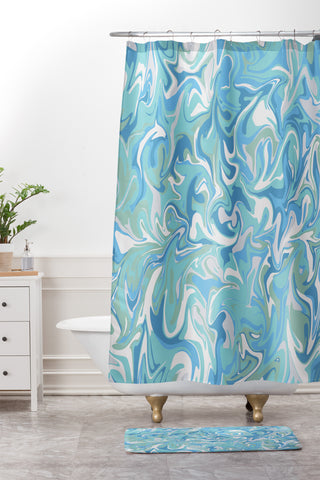 Wagner Campelo MARBLE WAVES SERENITY Shower Curtain And Mat