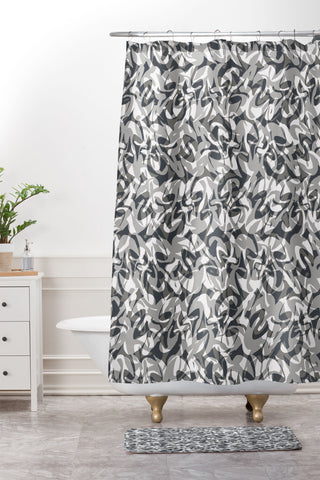 Wagner Campelo NORDICO Gray Shower Curtain And Mat