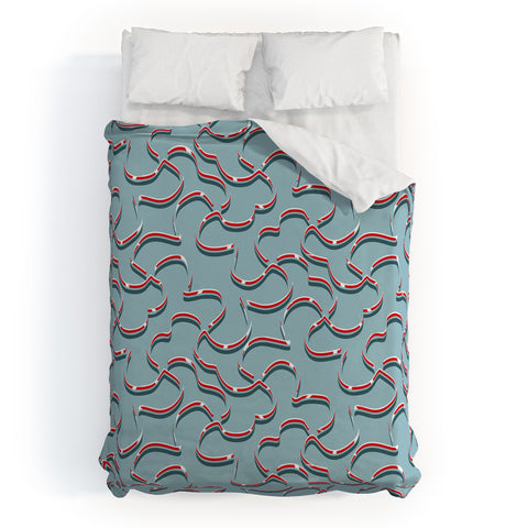Wagner Campelo ORGANIC LINES RED BLUE Duvet Cover