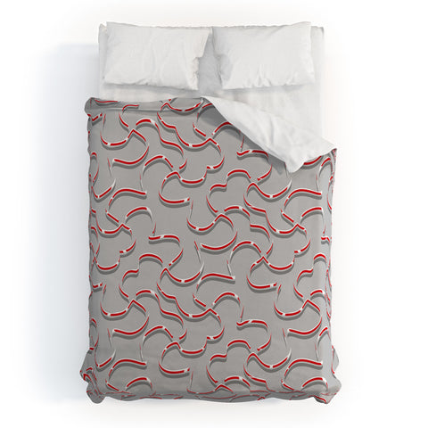Wagner Campelo ORGANIC LINES RED GRAY Duvet Cover