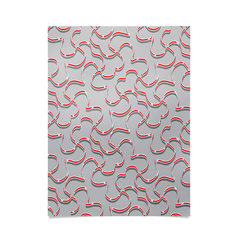 Wagner Campelo ORGANIC LINES RED GRAY Poster