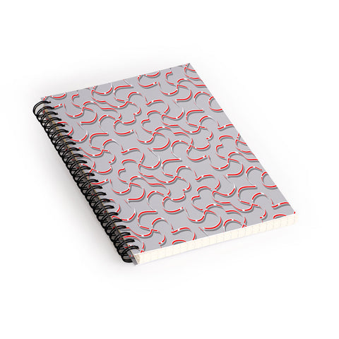 Wagner Campelo ORGANIC LINES RED GRAY Spiral Notebook