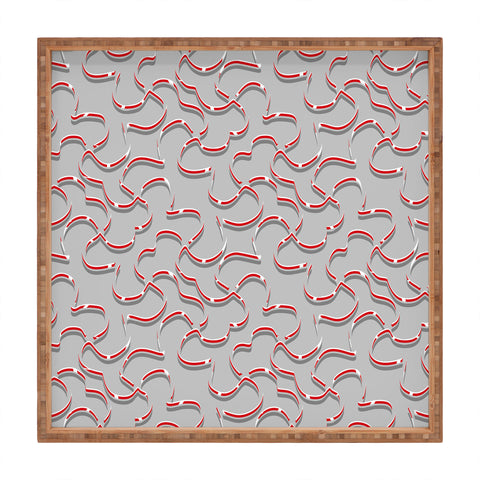 Wagner Campelo ORGANIC LINES RED GRAY Square Tray
